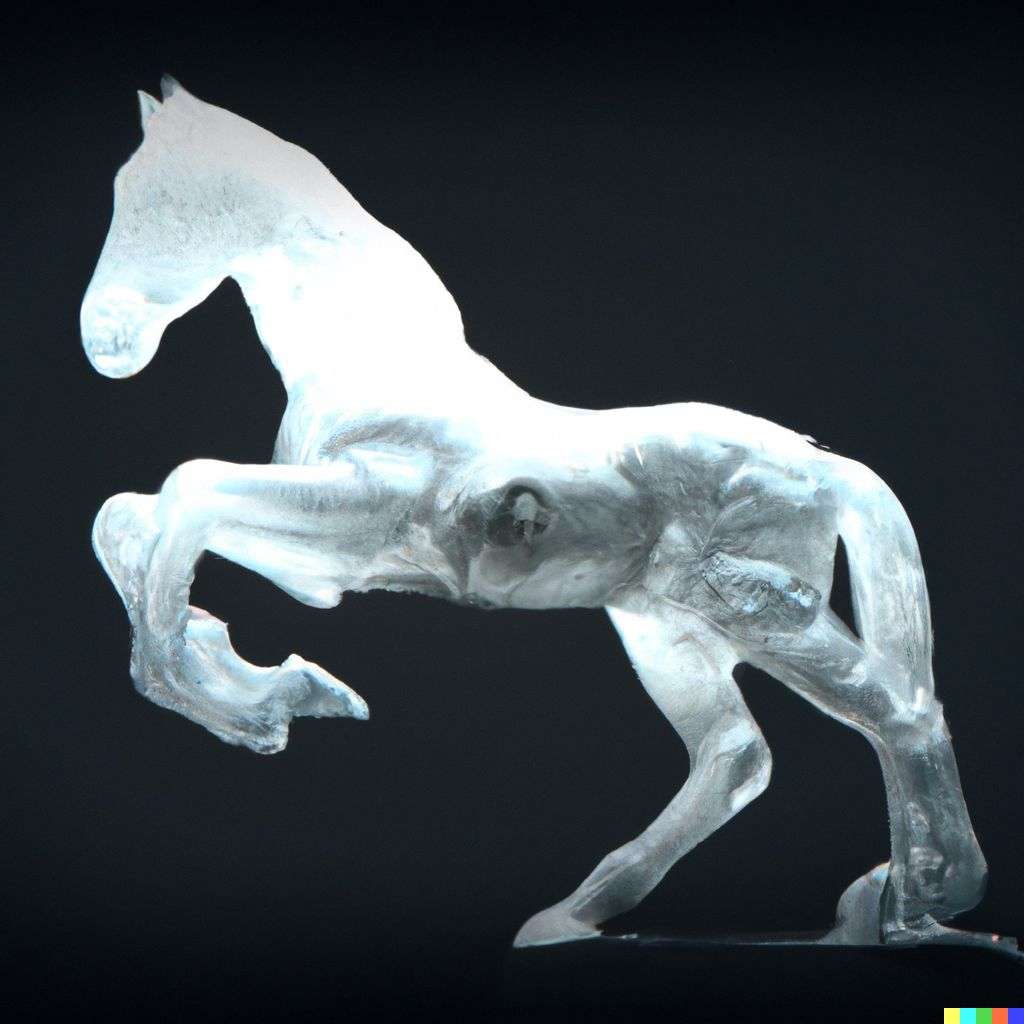 a horse, sculpture made from wax, subsurface scattering